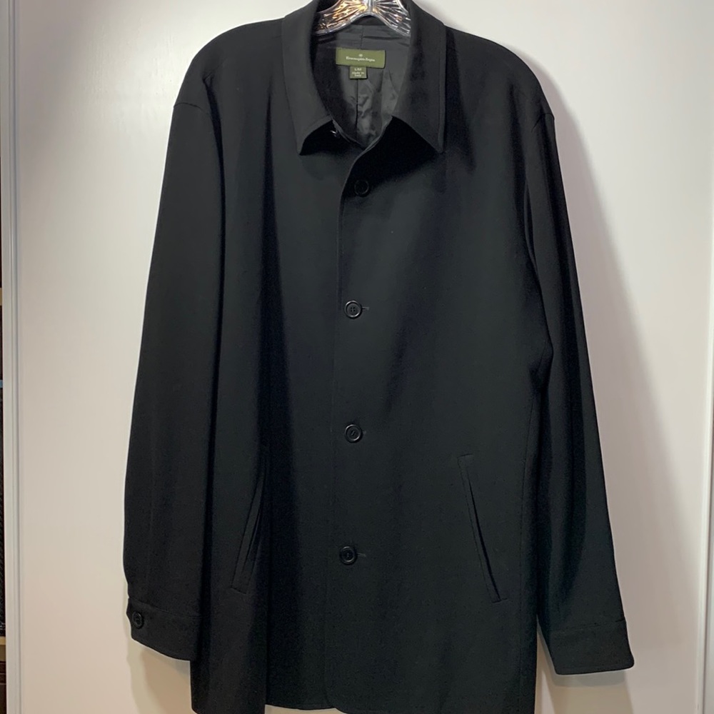 Ermenegildo Zegna Mens Black Rayon Coat